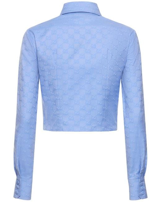 Camisa de algodón Gucci de color Blue