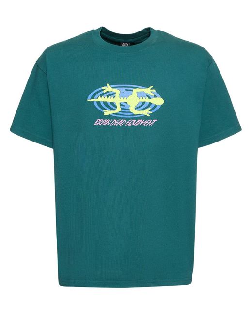Brain Dead Green Lizard Spiral Printed T-shirt for men