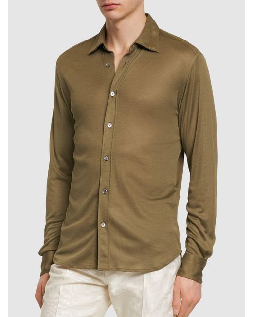 Tom Ford Green Sheer Silk Shirt for men