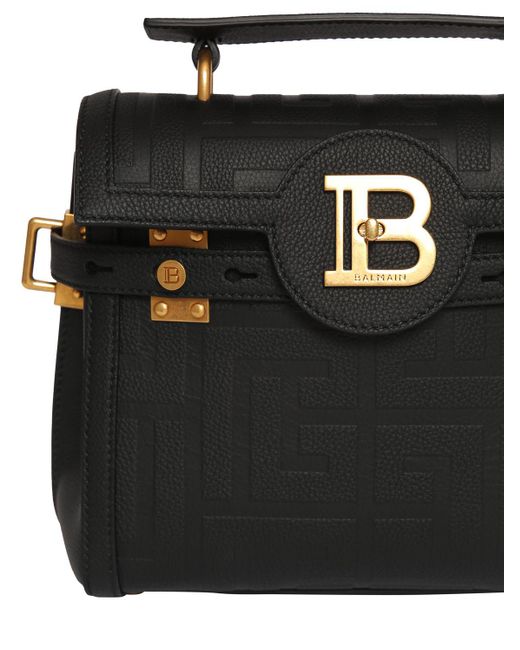 Balmain Black Bbuzz 23 Monogram Grained Leather Bag