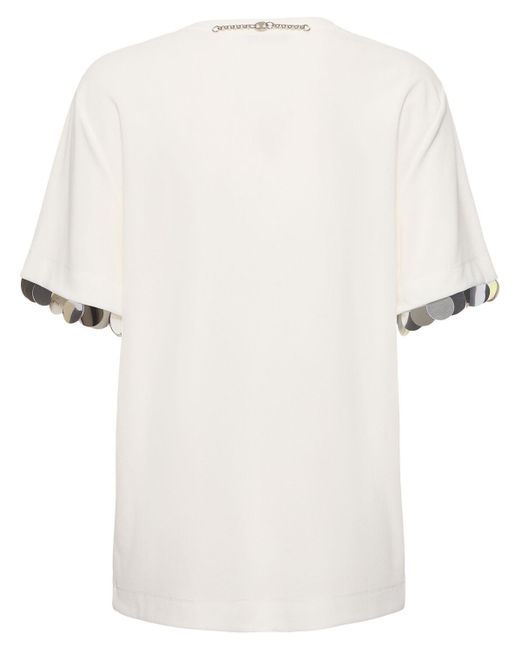 Rabanne White Jersey Crepe Embellished T-shirt