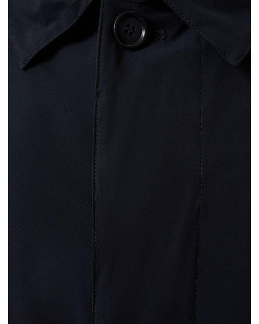 Aspesi Blue Matte Stretch Nylon Raincoat for men