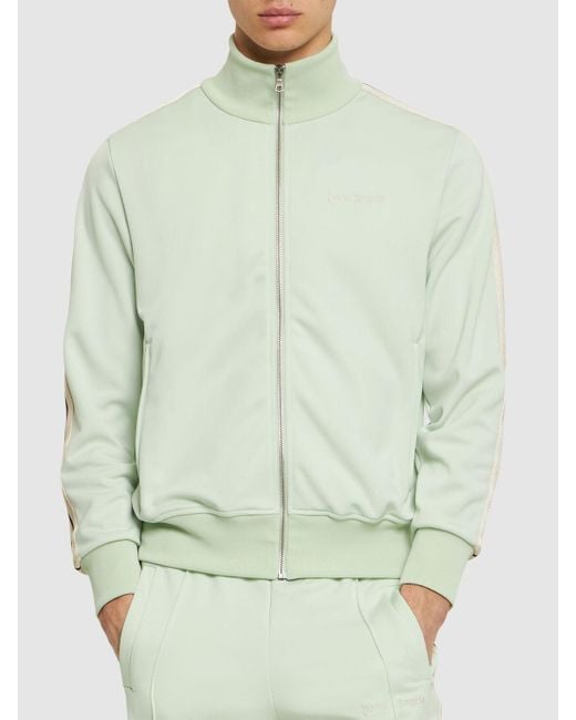 Palm Angels Green Classic Logo Tech Zip Track Jacket for men