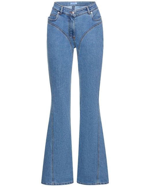 Jeans rectos de denim Mugler de color Blue