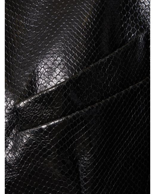 Mugler Black Single Breasted Leather Jacket