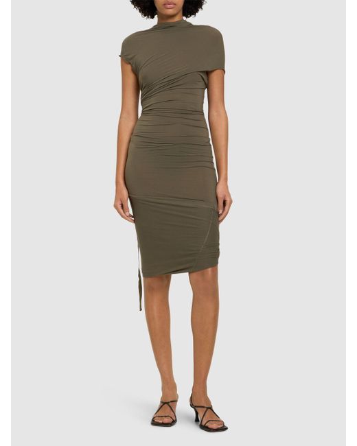 Helmut Lang Green Fluid Draped Mini Dress