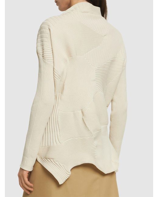 Issey Miyake Natural Pleated Asymmetrical L/s Top