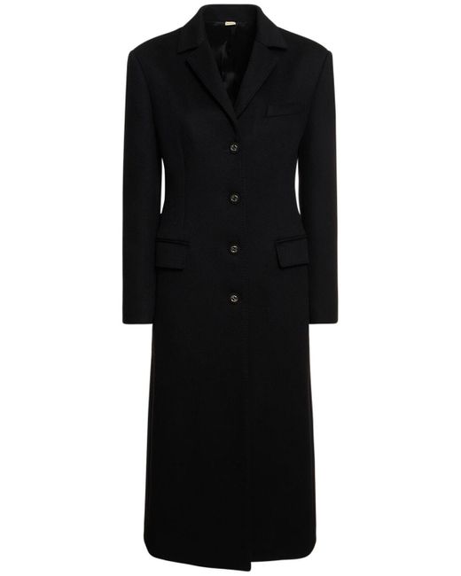 Gucci Single Breast Wool Coat W/slim Horsebit in Black | Lyst