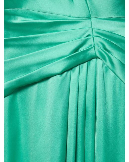 Zuhair Murad Green Draped Light Satin One-sleeve Long Dress