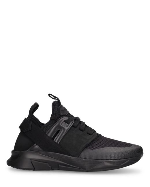 Tom Ford Black Alcantara Tech & Leather Low Sneakers for men