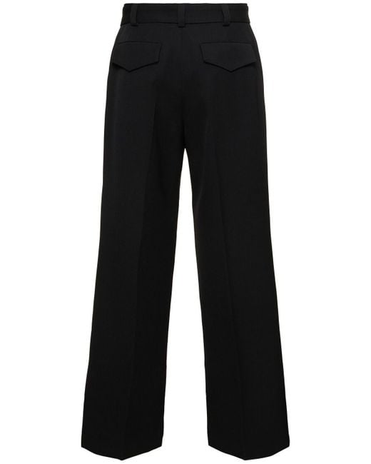 Pantalones anchos de lana con cinturón Jil Sander de color Black