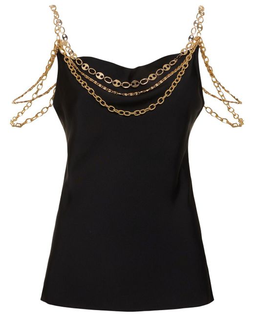 Rabanne Black Satin Top W/ Chains