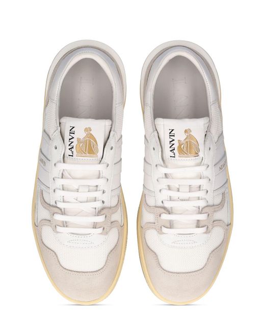 Lanvin White 10mm Hohe Polyester- & Leder-sneakers "clay"