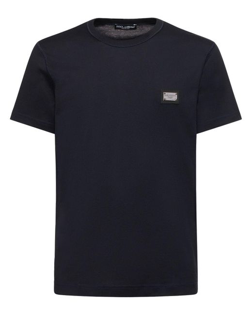 T-shirt essential in jersey di Dolce & Gabbana in Black da Uomo