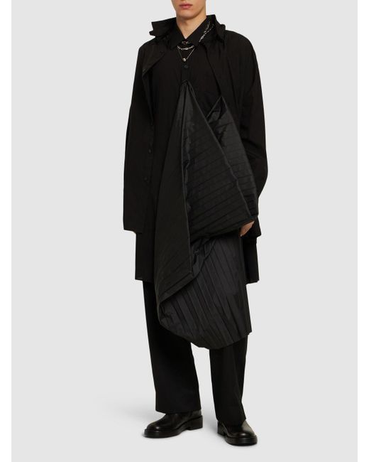 Camicia u-long con plastron di Yohji Yamamoto in Black da Uomo
