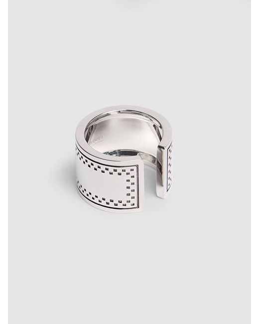 Versace White Metal Logo Ring for men