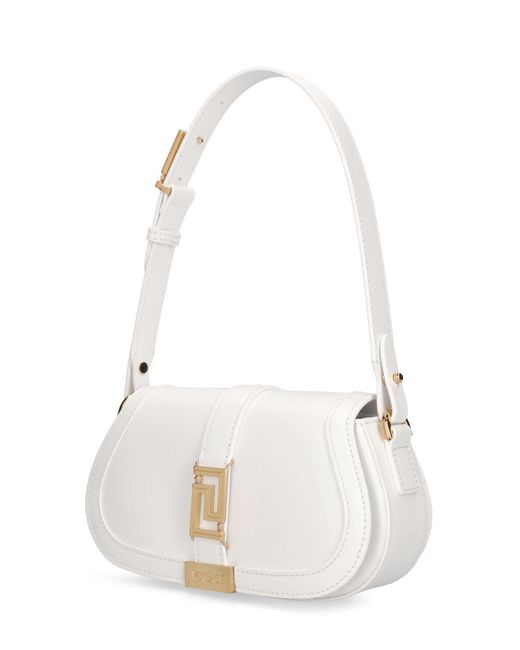 Versace White Mini Greca Goddess Leather Shoulder Bag