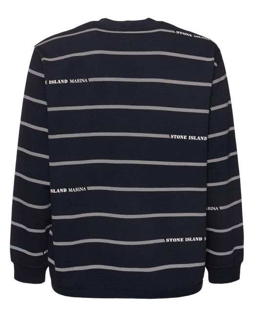 メンズ Stone Island クルーネック ストライプ スウェットシャツ Blue