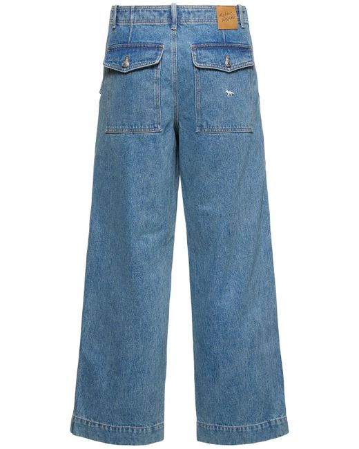 Pantalones de algodón Maison Kitsuné de hombre de color Blue
