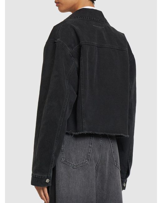 MM6 by Maison Martin Margiela Black Asymmetric Cotton Denim Jacket