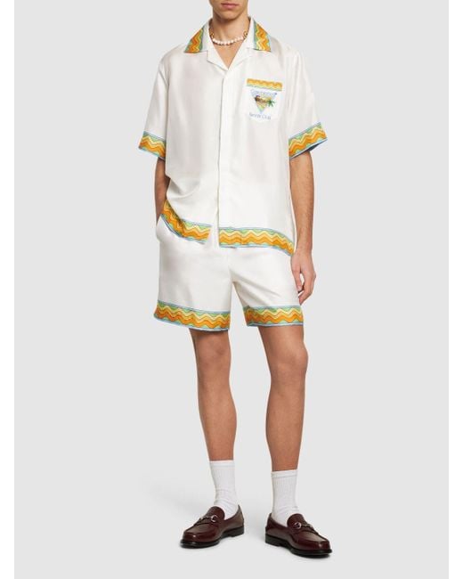 Shorts de seda estampada Casablancabrand de hombre de color White