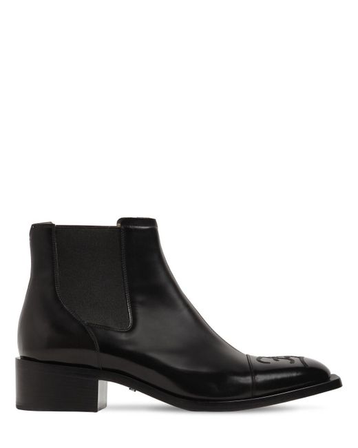 Fendi Leather Square Toe Chelsea Boots in Black for Men - Save 55% - Lyst