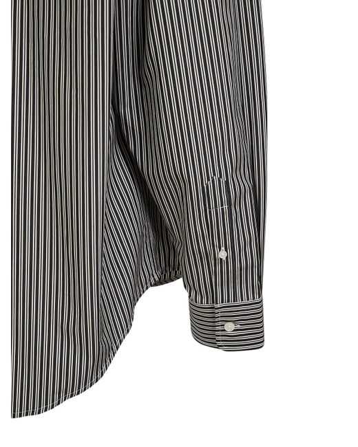 AMI Gray Striped Cotton Boxy Fit Shirt for men