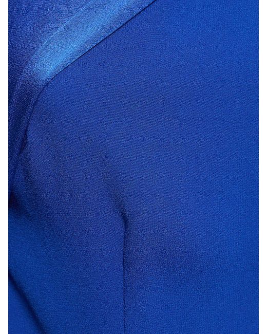 Roland Mouret Blue One-Shoulder Satin Crepe Gown