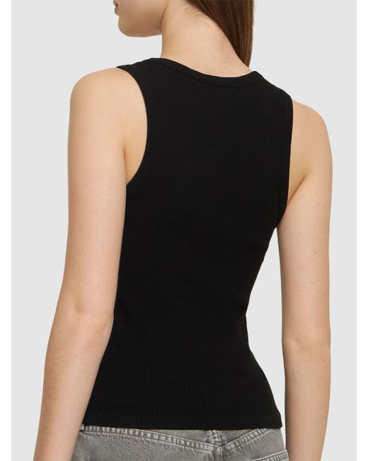 Agolde Black Tanktop Aus Bio-baumwollmischung "poppy"