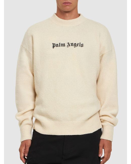 Palm Angels Natural Classic Logo Wool Blend Sweater for men