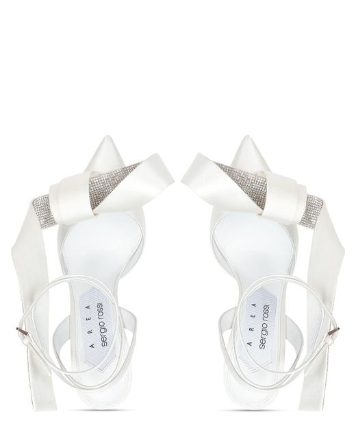 AREA X SERGIO ROSSI White 90mm Satin Slingback Heels