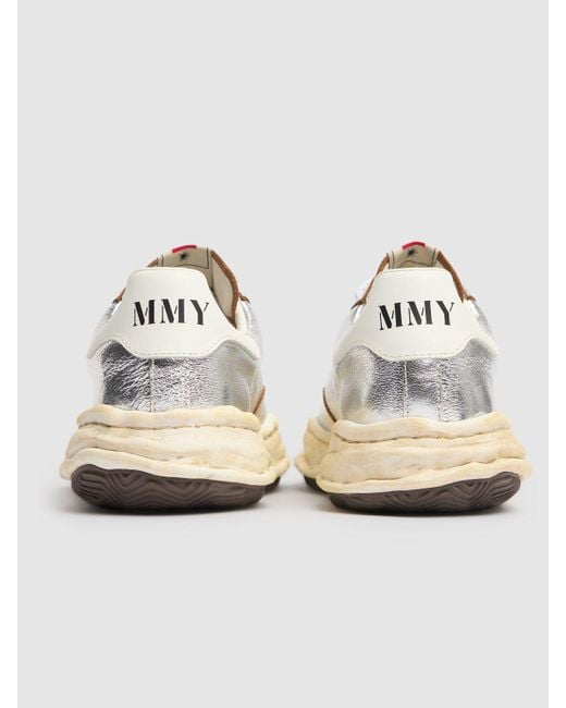 Maison Mihara Yasuhiro White Blakey Wrinkled Leather Low Top Sneakers for men