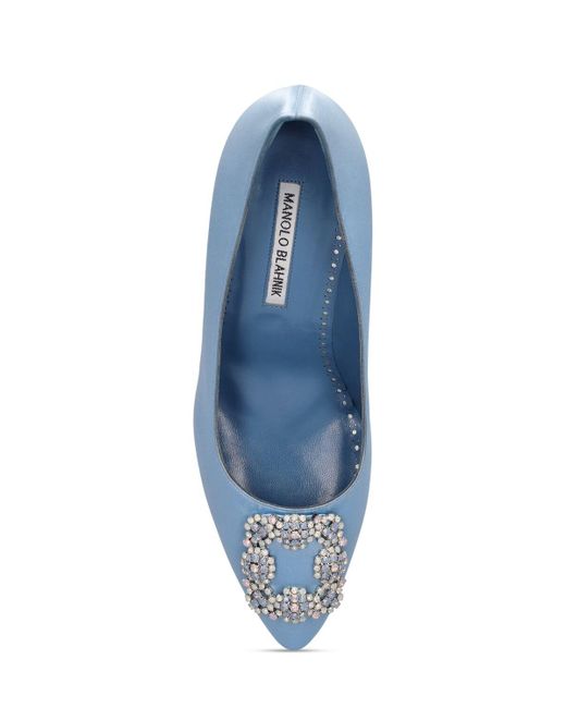 Zapatos de tacón hangisi de satén 70mm Manolo Blahnik de color Blue