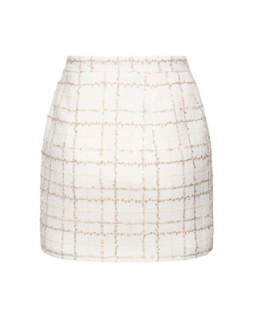 Minifalda de tweed con lentejuelas Alessandra Rich de color White