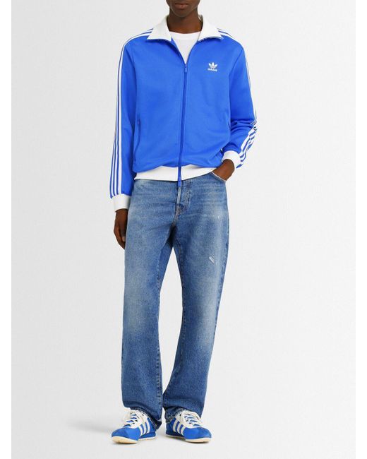 Adidas Originals Blue Uomo Classic Cotton Blend Track Jacket for men