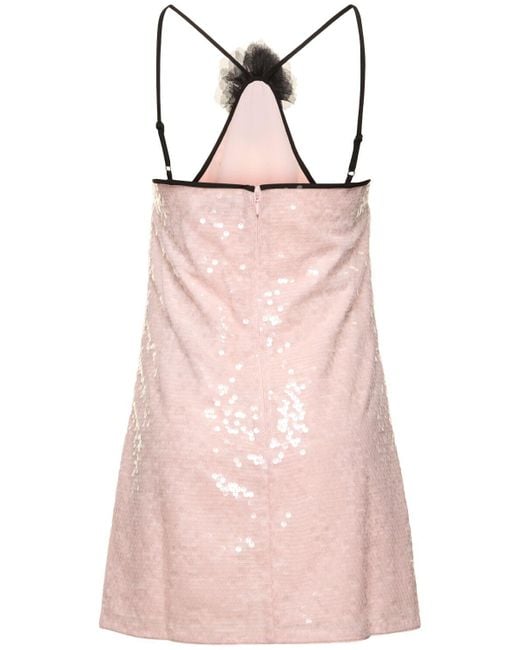 Self-Portrait Pink Sequined Halter Neck Mini Dress
