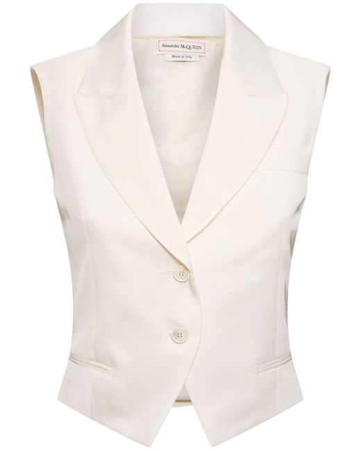 Alexander McQueen White Tailored Viscose Vest