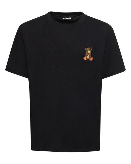 Barrow Black Bear Printed Cotton T-shirt for men
