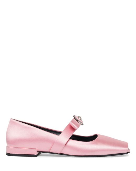 Zapatos planos de seda 20mm Versace de color Pink