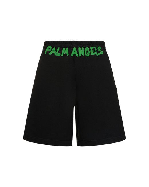 Pantaloni in felpa di cotone con logo di Palm Angels in Green da Uomo