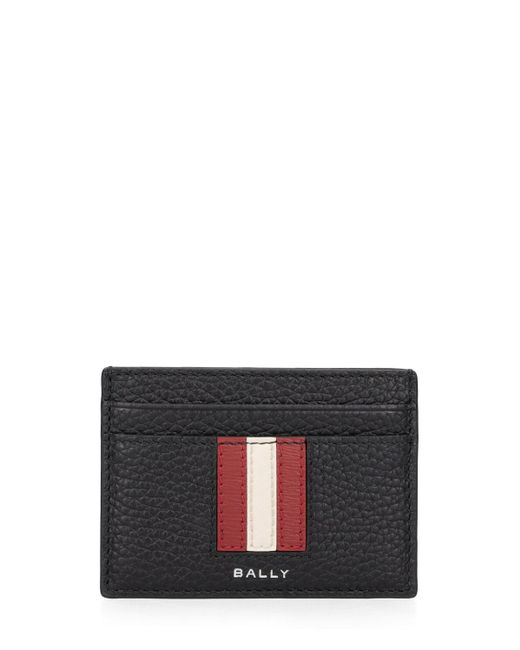 Bally Black Ribbon Leather Card Holder for men
