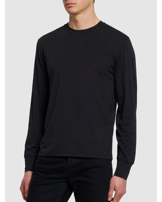 Camiseta de lyocell y algodón Tom Ford de hombre de color Black