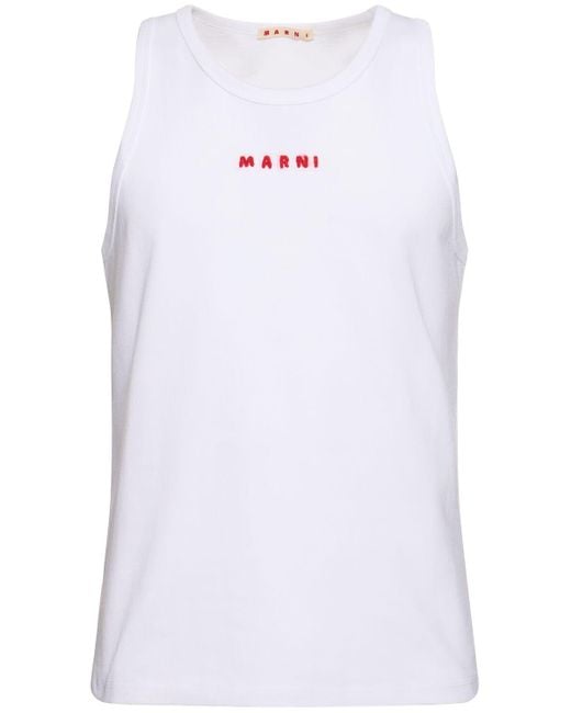 メンズ Marni コットンフィットタンクトップ White