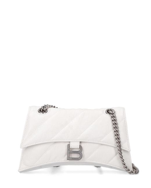 Balenciaga Small Crush Chain Quilted Leather Bag in Natural | Lyst ...