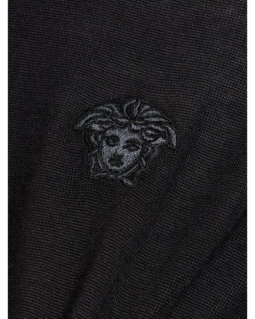 Versace Strickpullover Aus Woll/seidenstrick "medusa" in Black für Herren