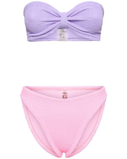 Bikini bandeau duo jean Hunza G en coloris Purple