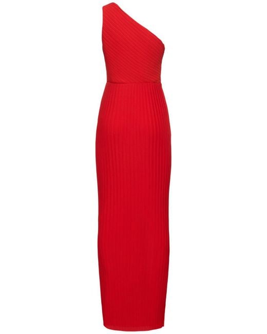 Solace London Red Adira Pleated Chiffon Long Dress