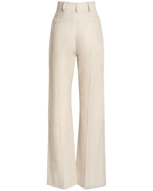 Jacquemus Natural Le Pantalon Sauge Linen Blend Pants