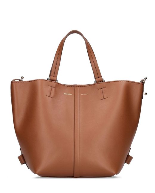 Max Mara Brown Small Plage Leather Tote Bag