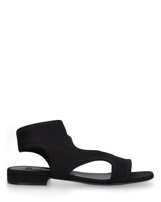 Sergio Rossi Black 15Mm Nylon Stretch Flat Sandals